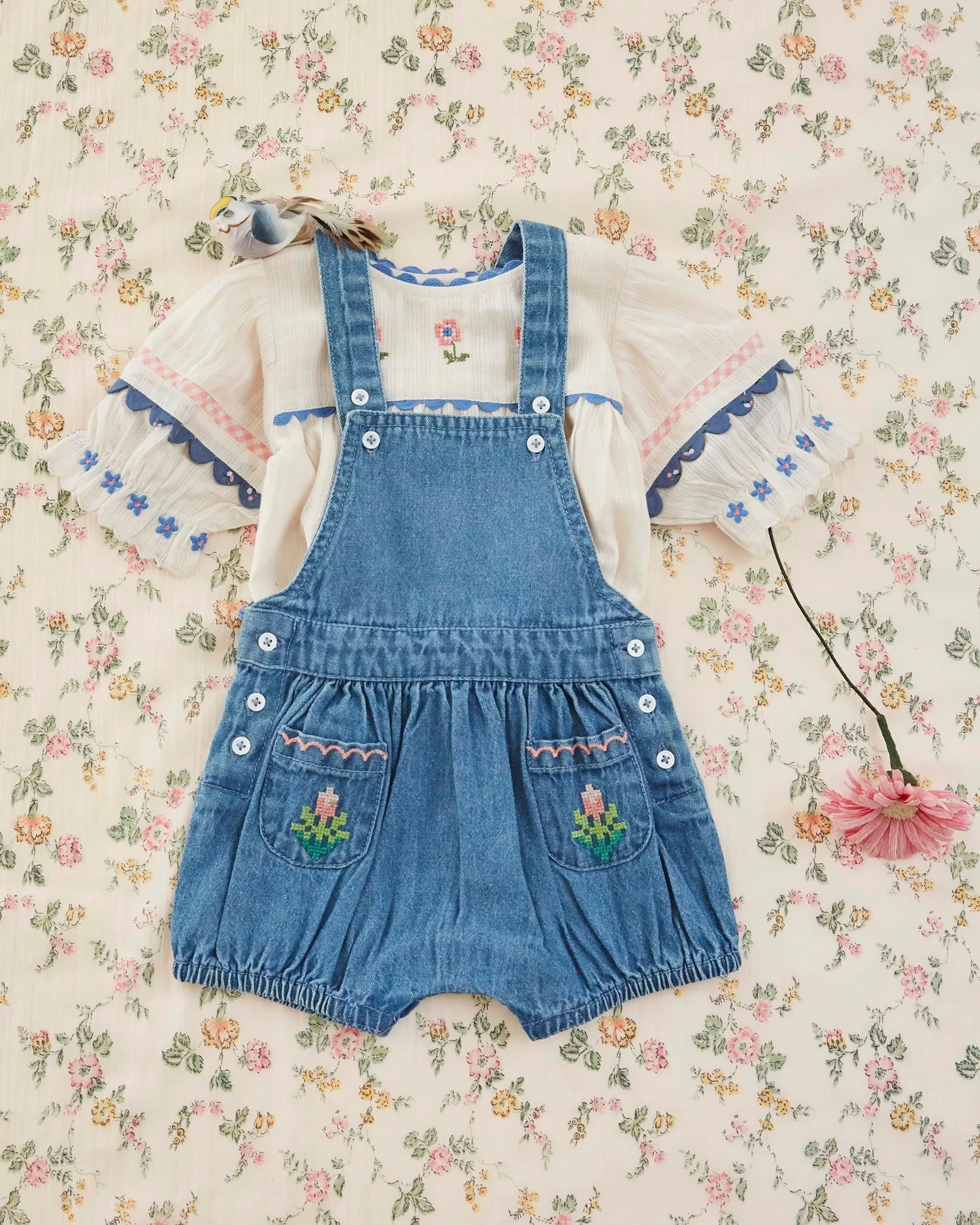 Emile et Ida Poches brodées sparkedragt denim