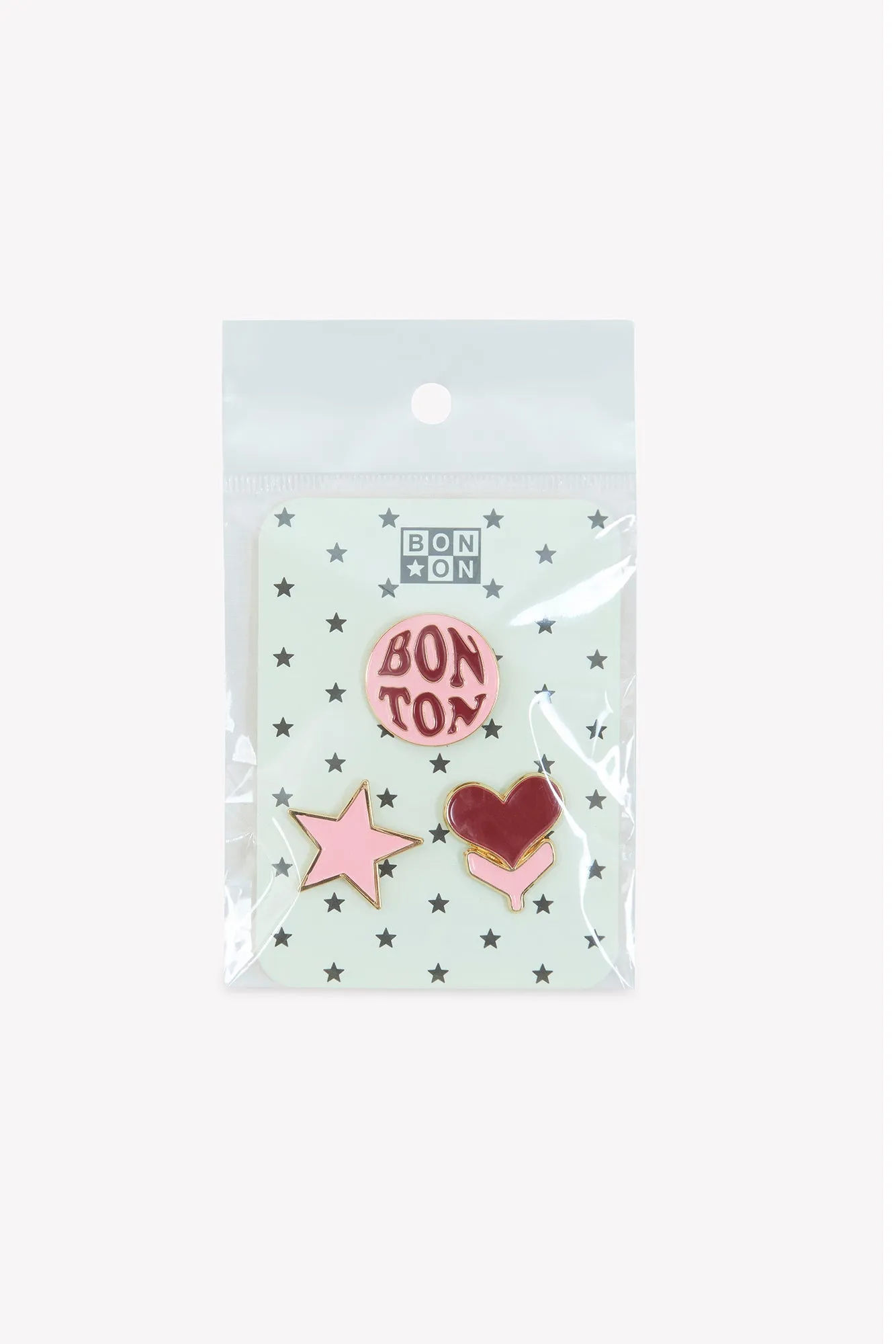 Bonton Rose Coeurs pins sæt rosa 3-pak emalje