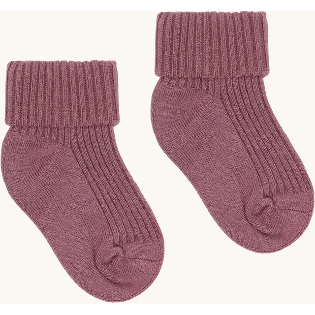 Hust & Claire Flosi strømper 2-pak pale mauve uld-bambus