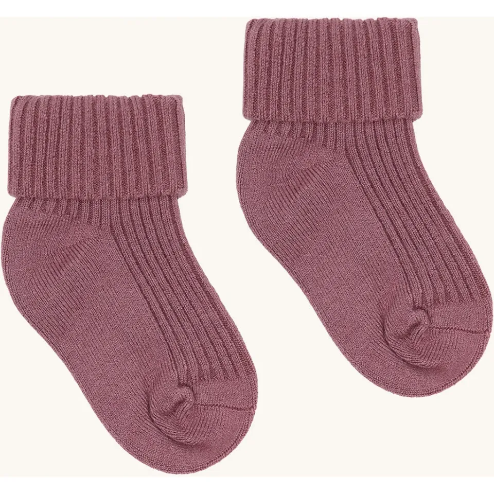 Hust & Claire Flosi strømper 2-pak pale mauve uld-bambus