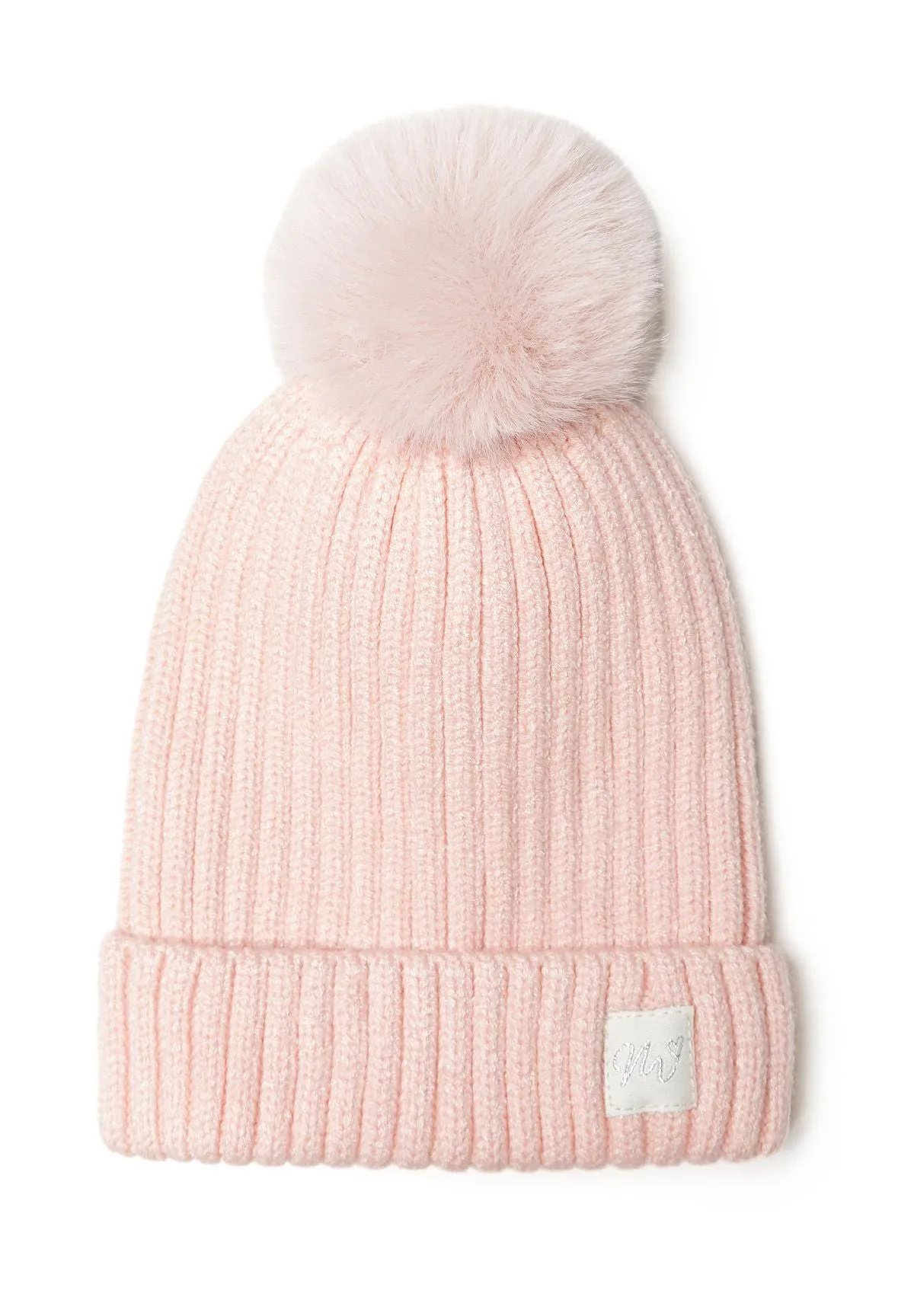 Minoti 41581 hue lyserød 56 rib med pompom