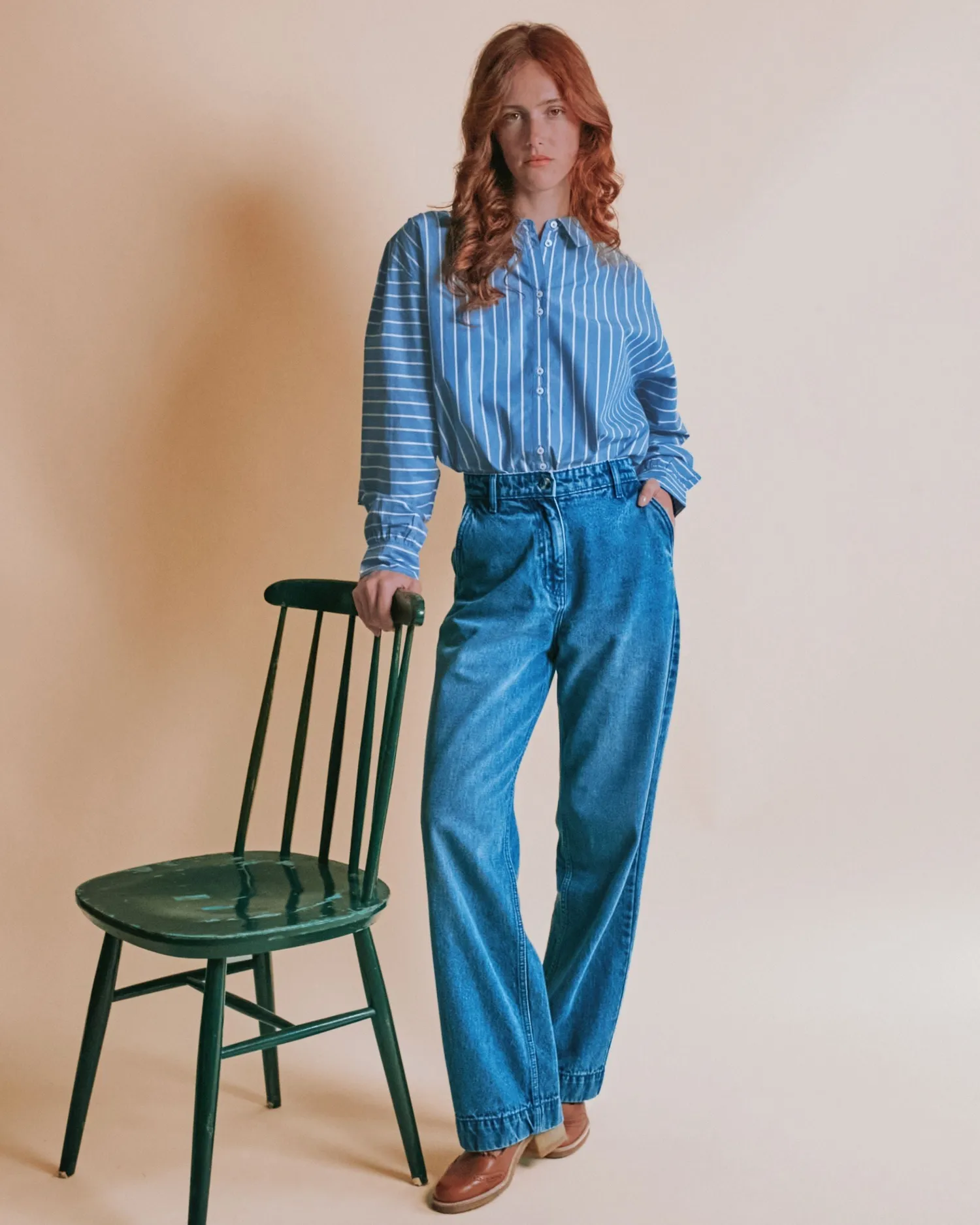 Emile et Ida Eugenia skjorte blå stribet oversize