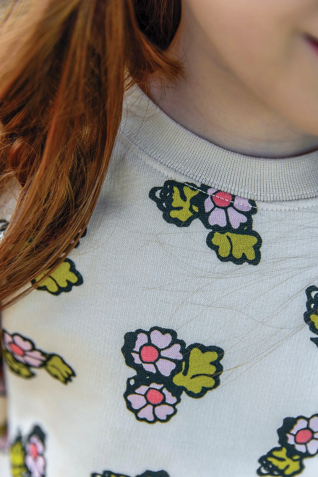 Bonton Smile Faroe sweatshirt lyserød blomst bomuld
