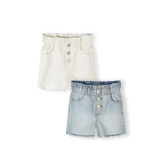 Minoti 44941 jeansshorts 2-pak blå/hvid denim