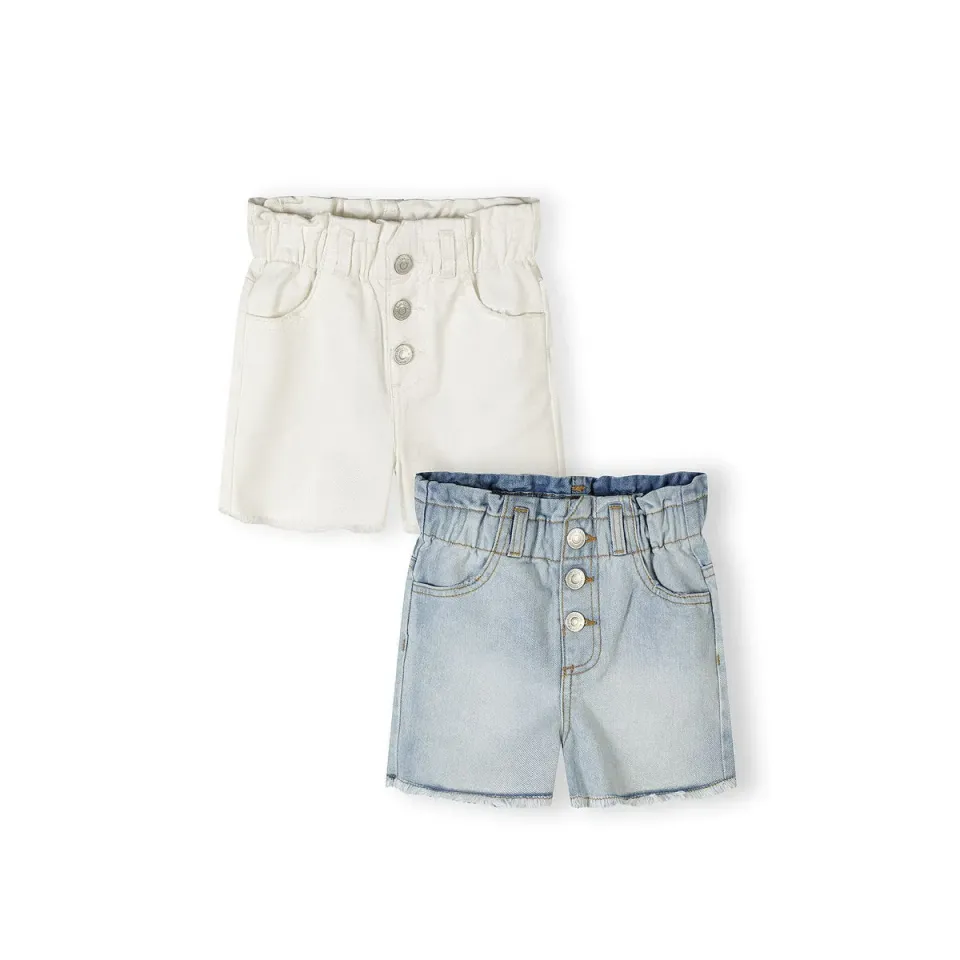 Minoti 44941 jeansshorts 2-pak blå/hvid denim