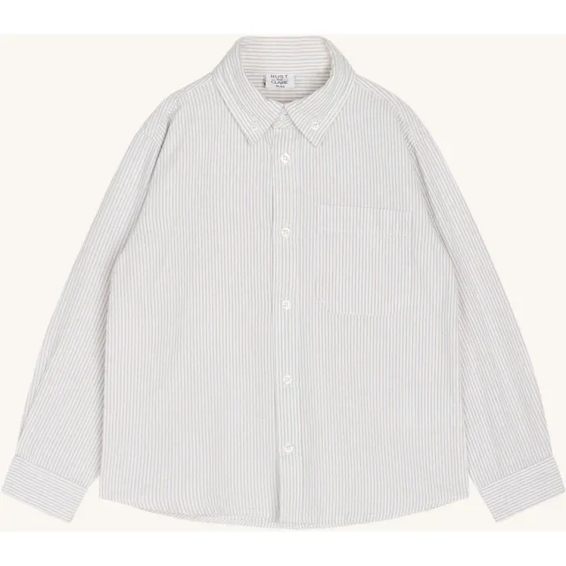 Hust & Claire Ruben Stripe skjorte Cement bomuld