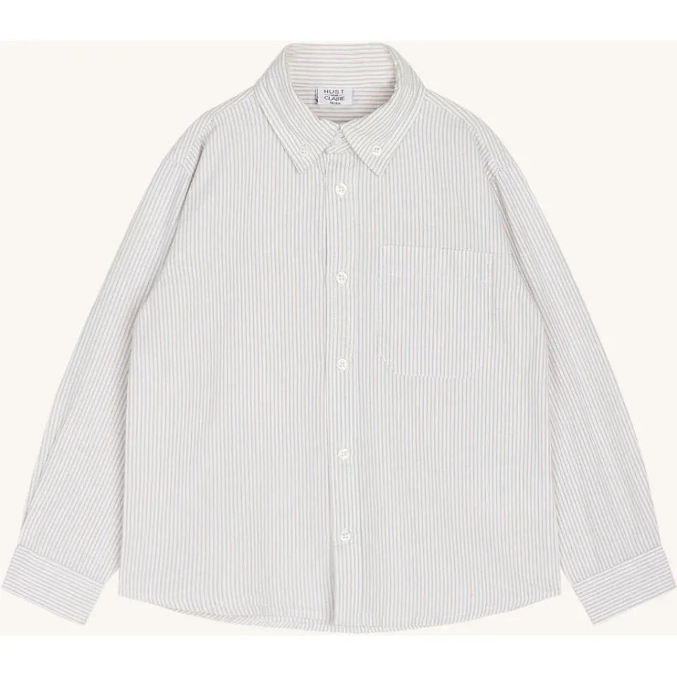 Hust & Claire Ruben Stripe skjorte Cement bomuld