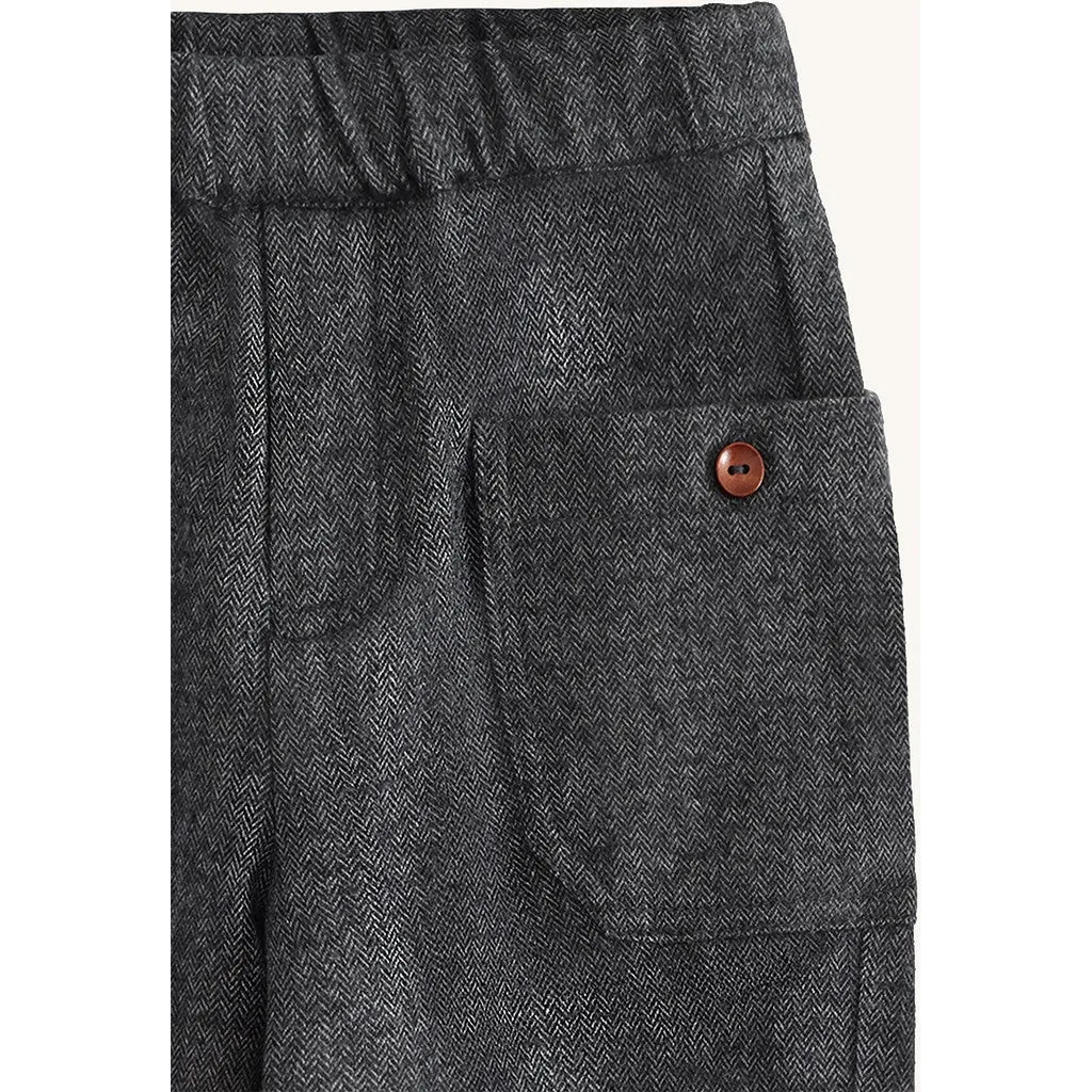 Hust & Claire Tue Herringbone Bukser Grey Blend