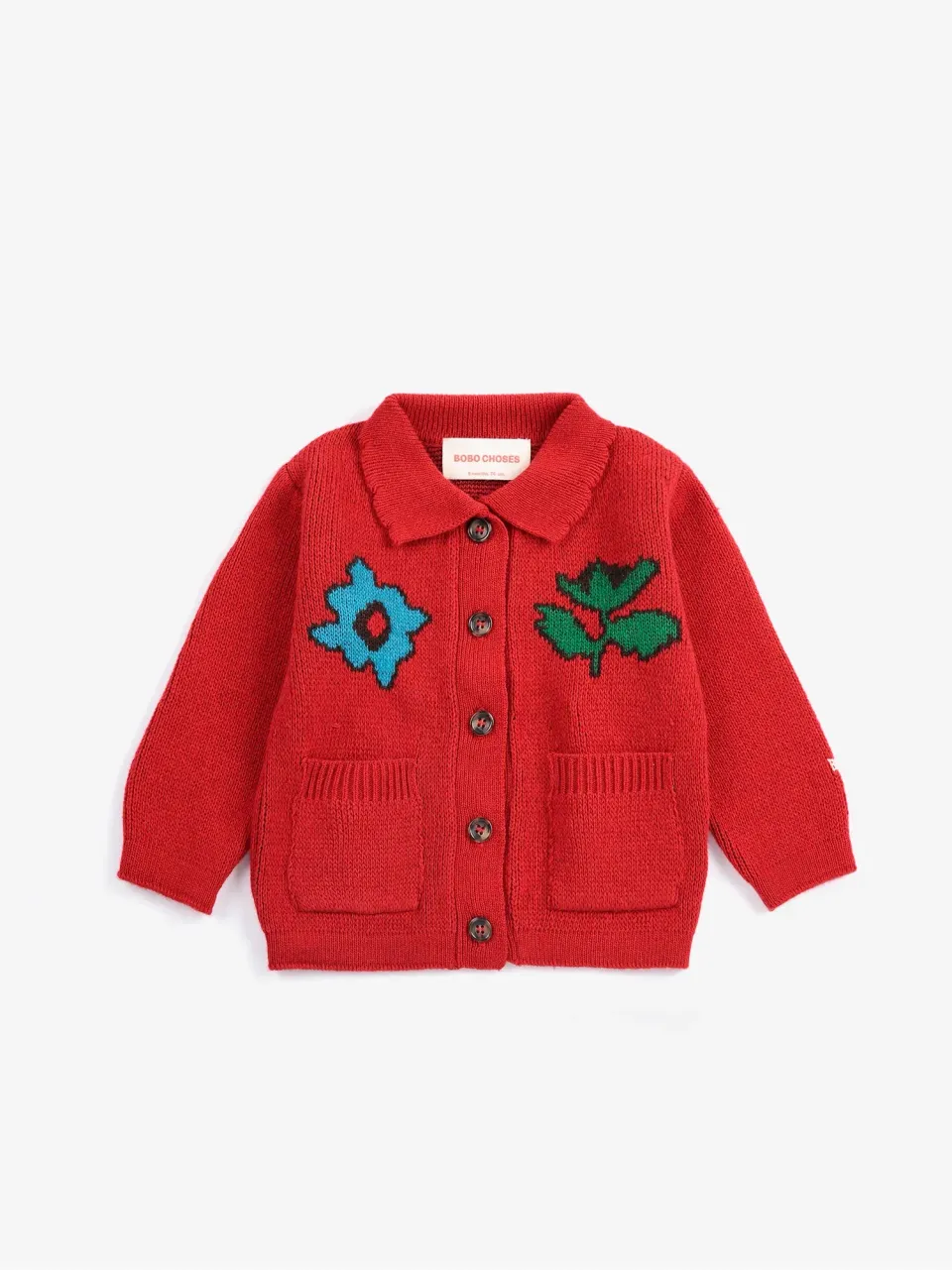 Bobo Choses Blossom cardigan rød 3M-24M uldblanding