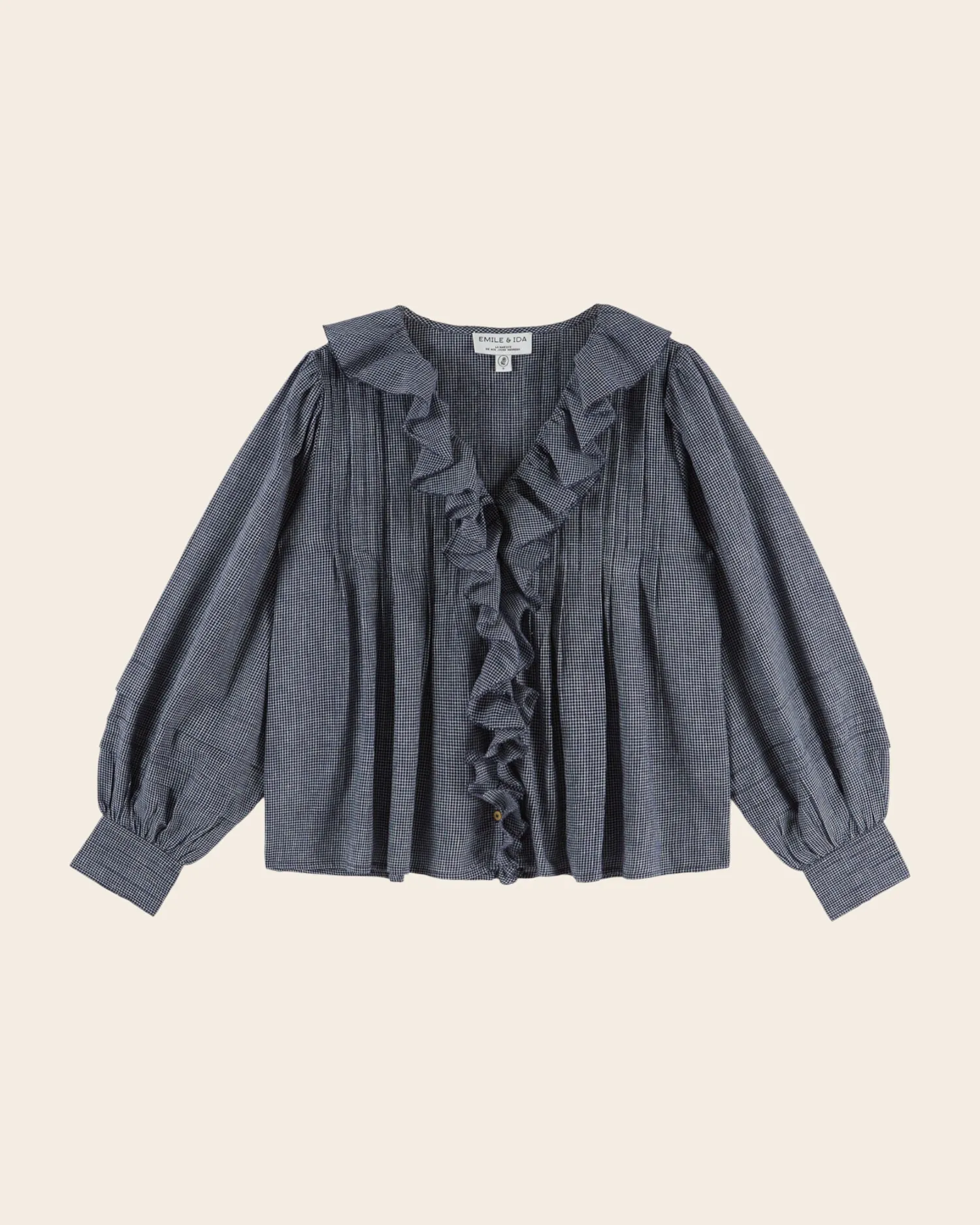Emile et Ida Carreaux khadi bluse marine ternet