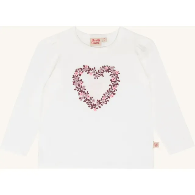 Hust & Claire Alma Heart bluse Ivory bomuld