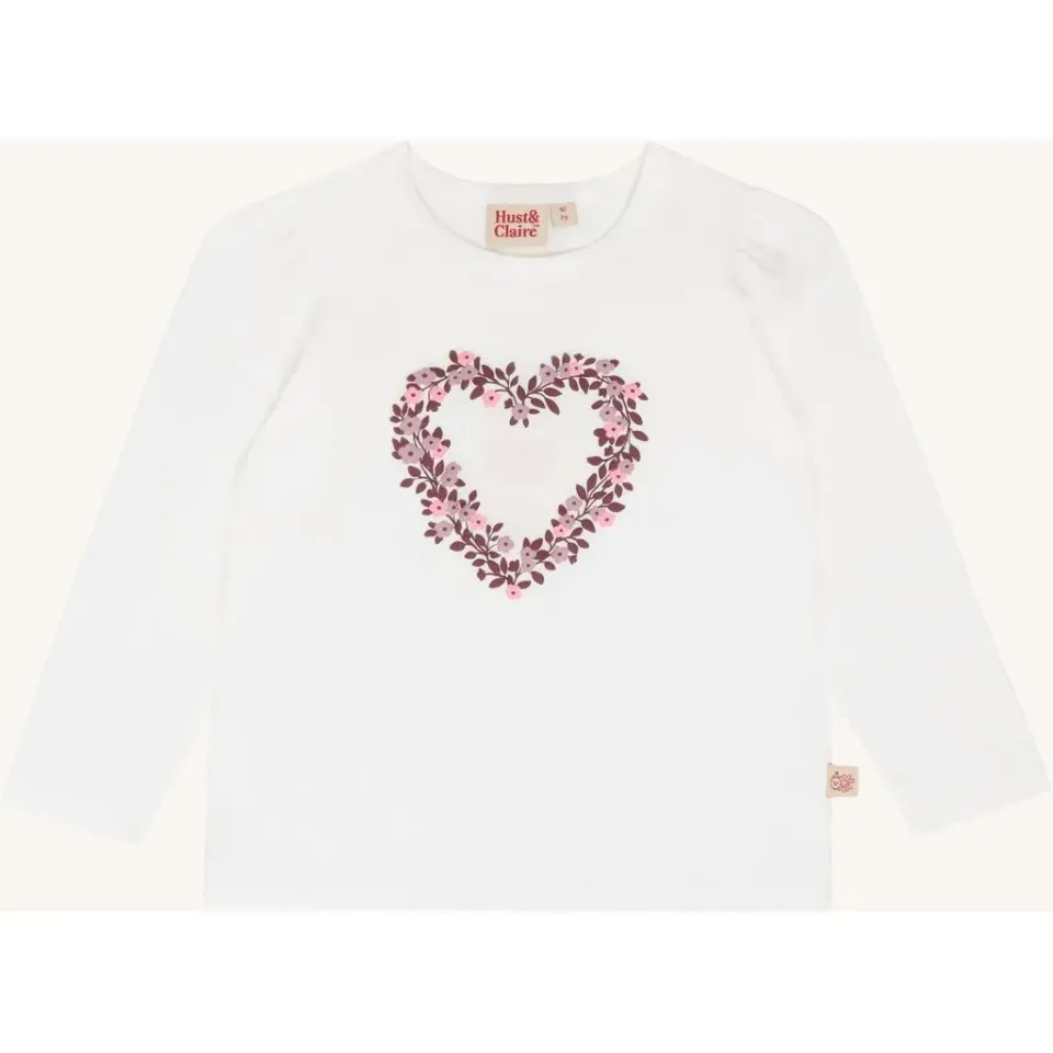 Hust & Claire Alma Heart bluse Ivory bomuld