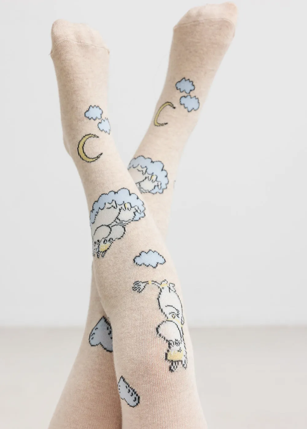 MarMar Tights Jacquard strømpebukser Beige Moomin