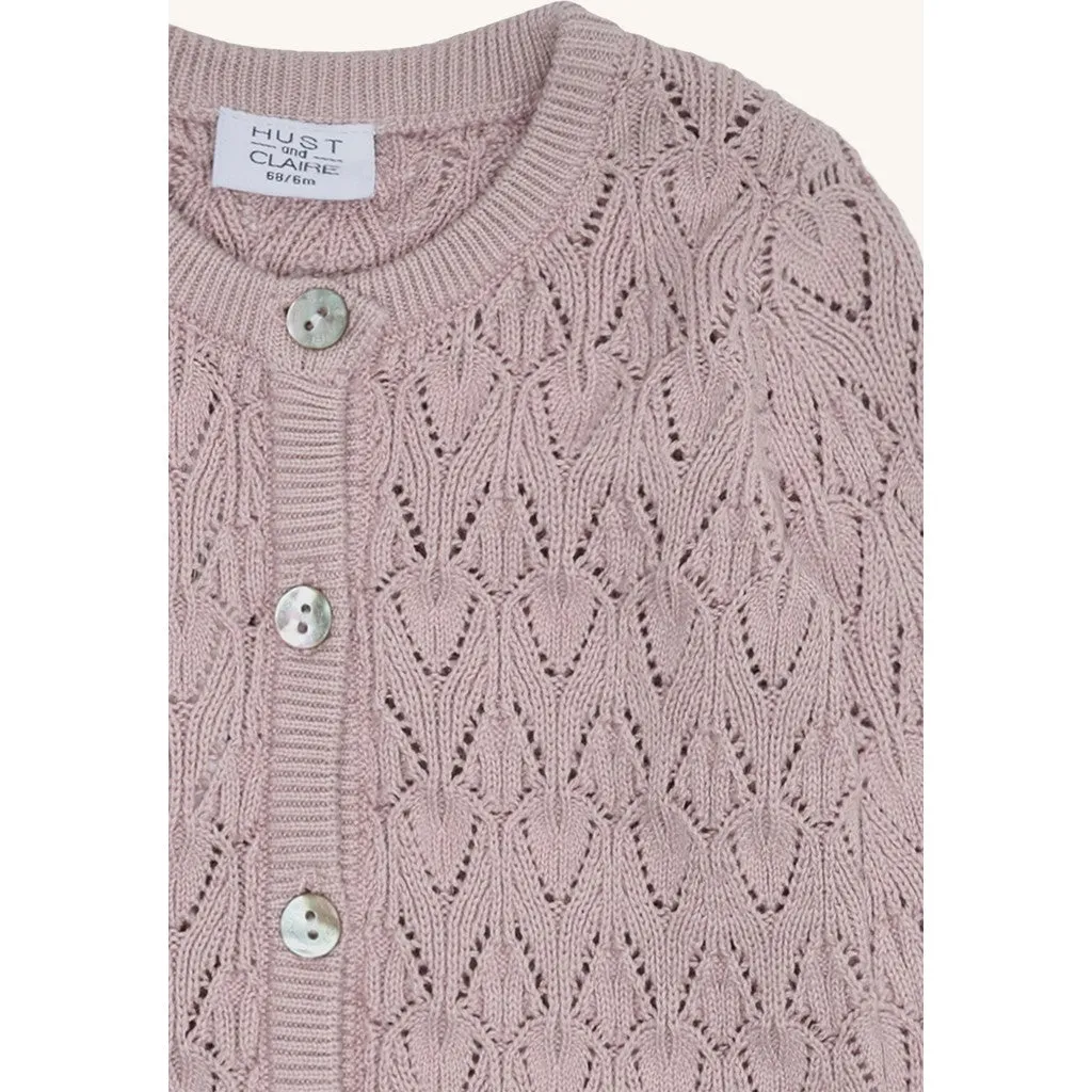 Hust & Claire HCCilja Pointelle cardigan Adobe Rose bomuld