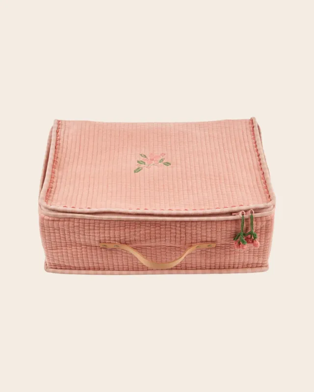 Emile et Ida kuffert fløjl rosa stor 45 cm