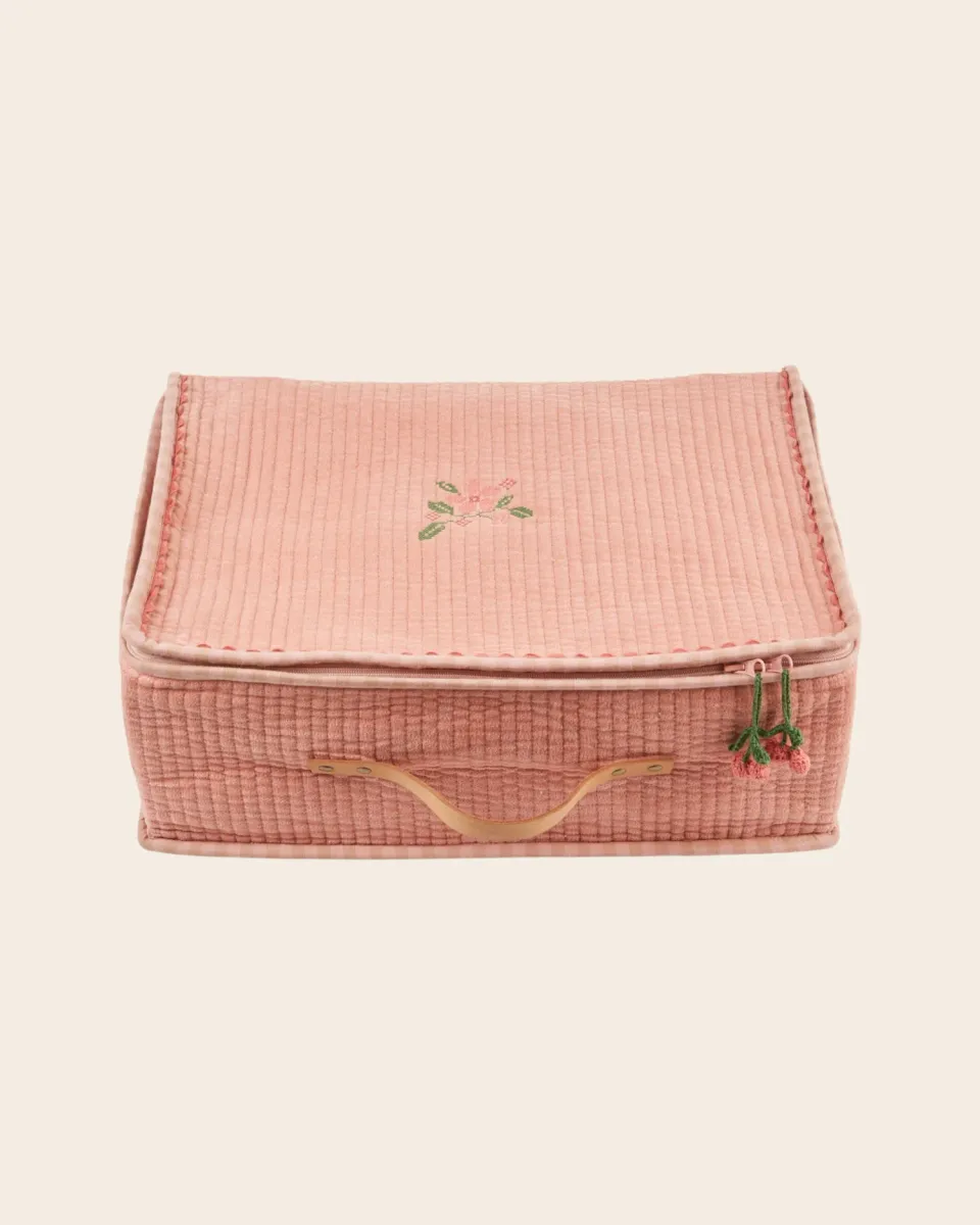 Emile et Ida kuffert fløjl rosa stor 45 cm