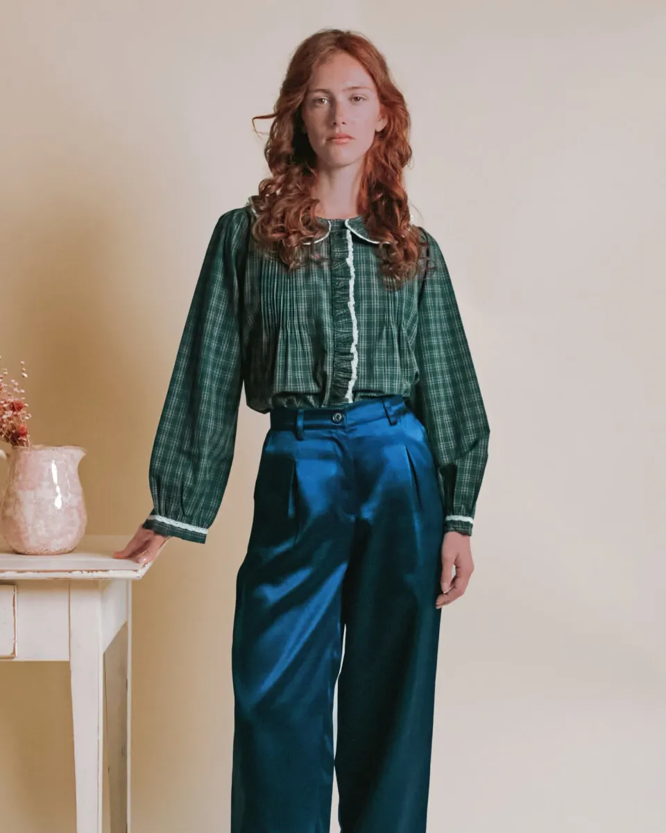 Emile et Ida Blouse Plissée Carreaux bluse grøn XXS-XL
