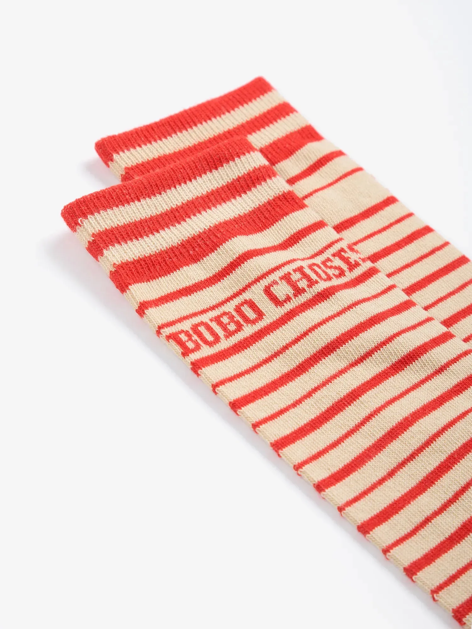 Bobo Choses All About Monsters Stripes Extra Long strømper rød bomuld