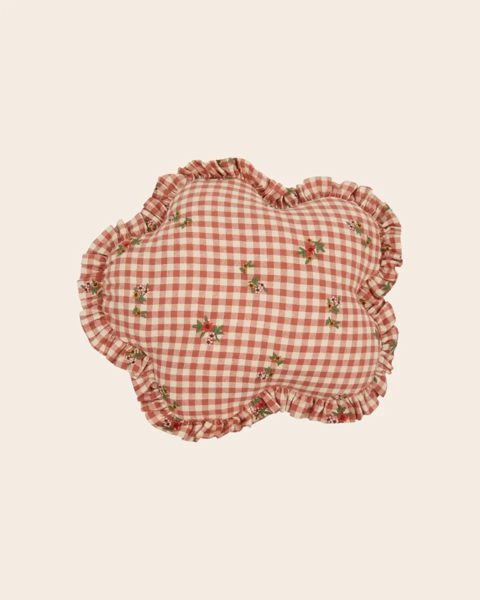 Emile et Ida Coussin Fleur pude vichy terracotta 30 cm