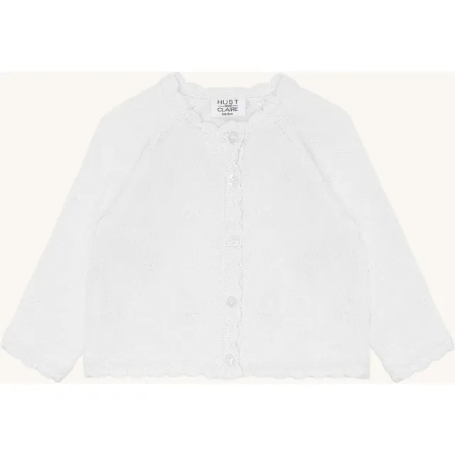 Hust & Claire Cilja cardigan White Pointelle bomuld