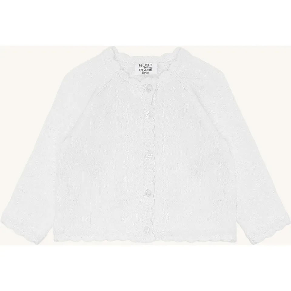 Hust & Claire Cilja cardigan White Pointelle bomuld