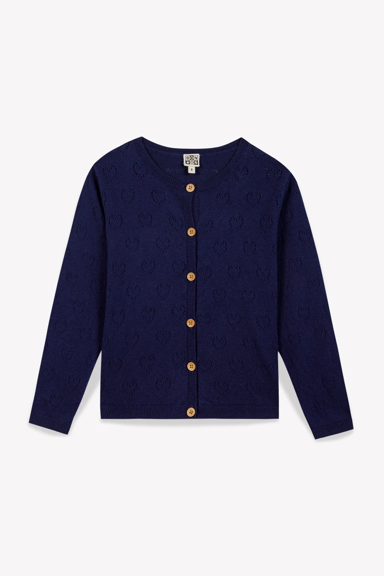 Bonton Lilou cardigan blå hjertehuller bomuld