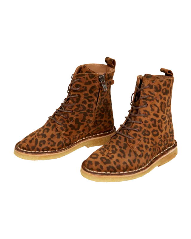 Emile et Ida YEMI7 snørestøvler leopard brun læder
