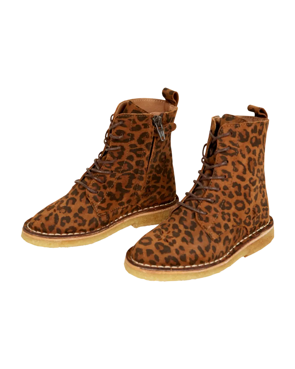 Emile et Ida YEMI7 snørestøvler leopard brun læder