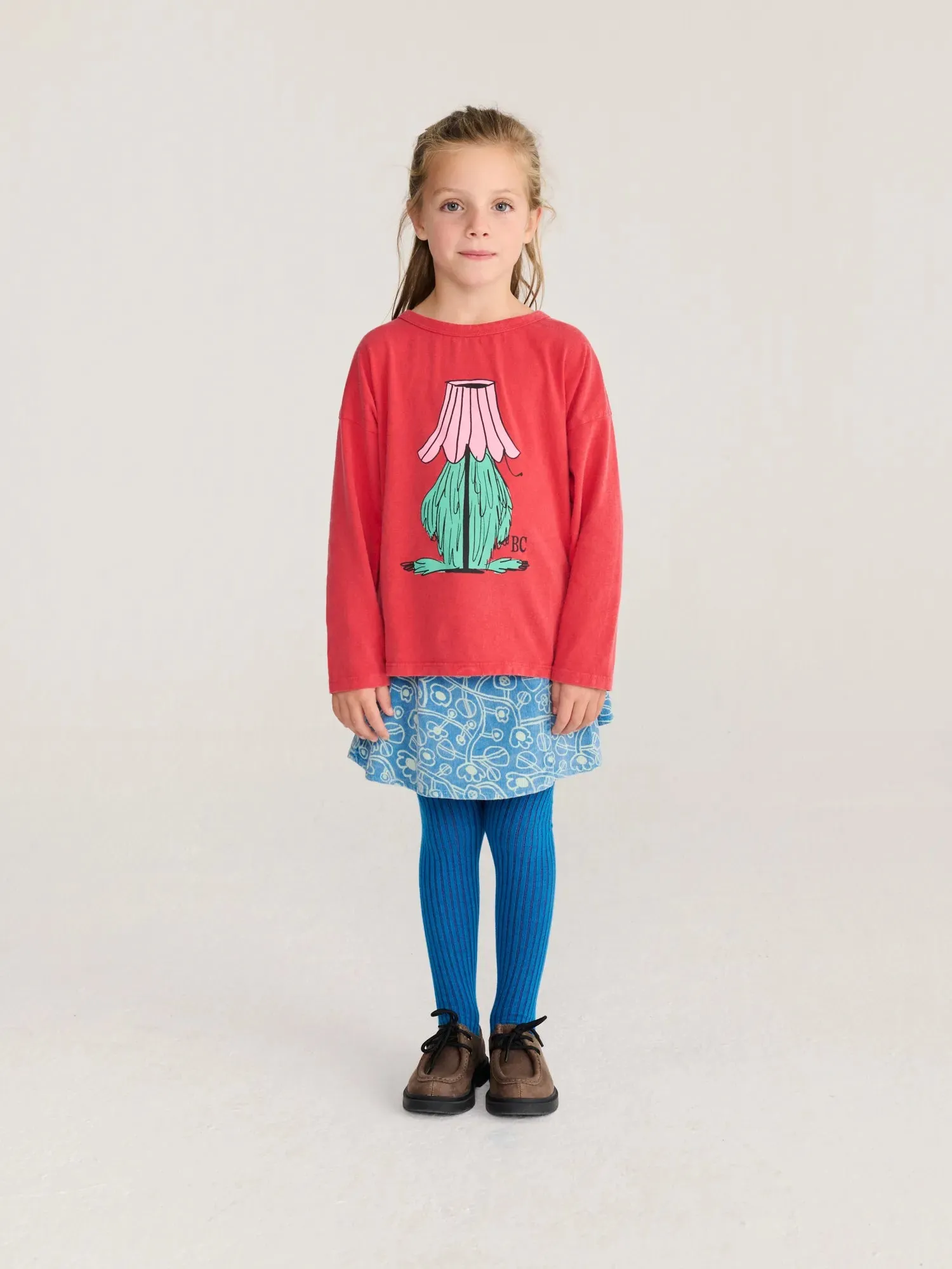 Bobo Choses Sketchy Flowers fløjlsnederdel blå økologisk