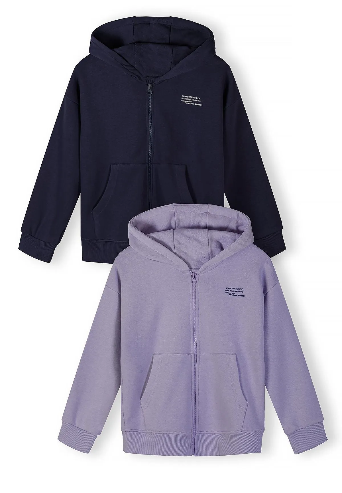 Minoti 44808 zip hoodie lilla marine 2-pak