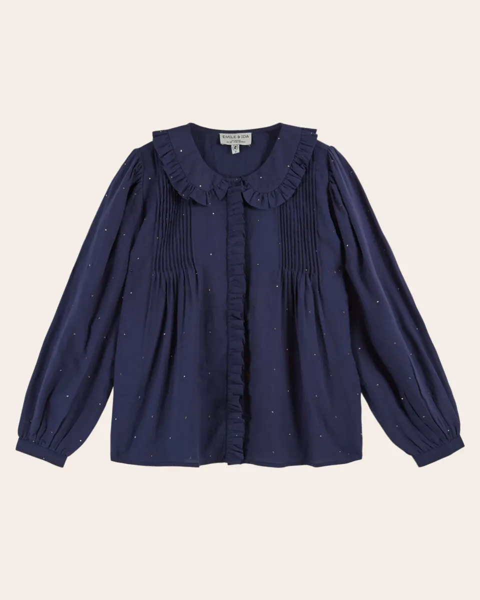 Emile et Ida Estellation blouse navy mukesh volant