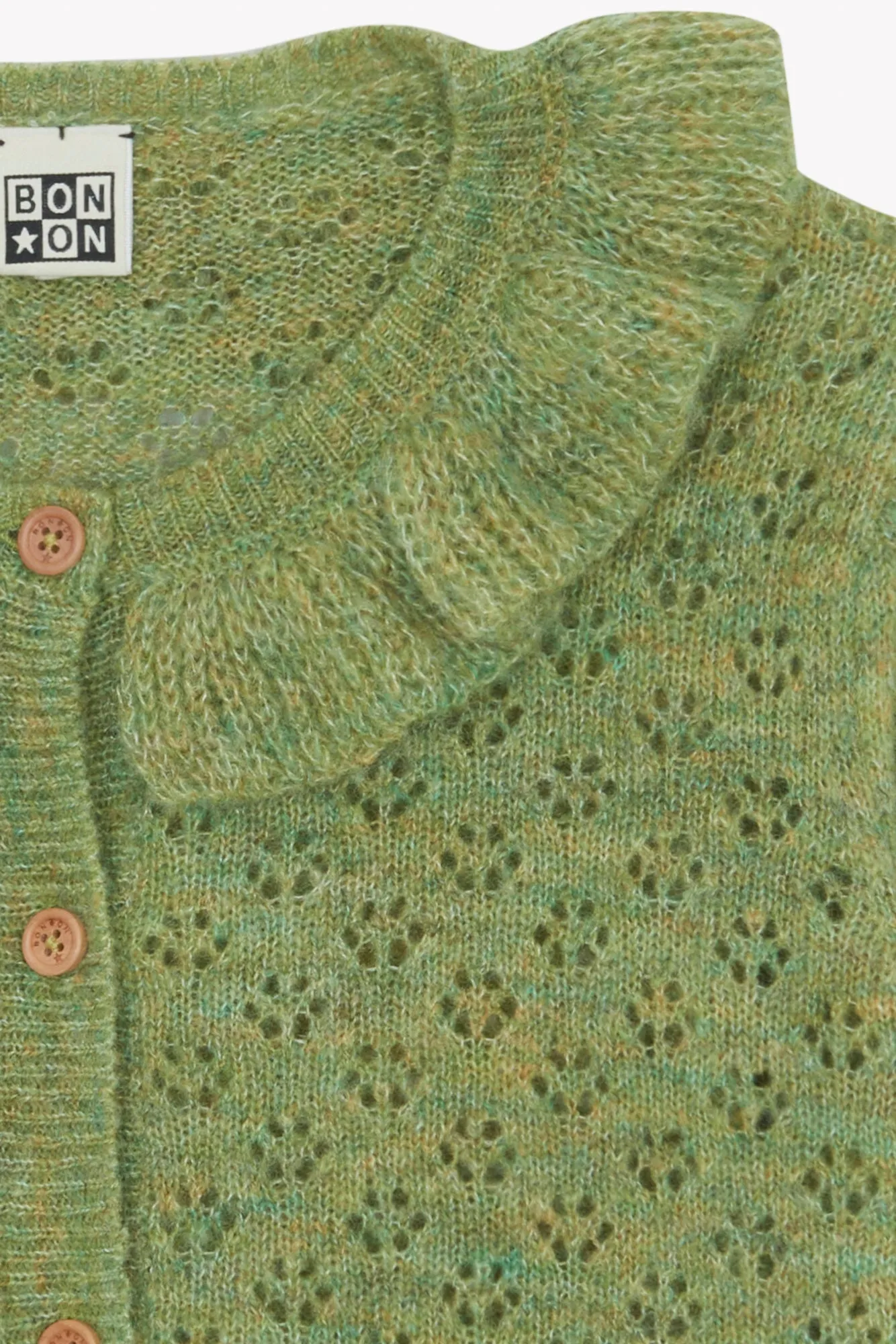 Bonton Corolle Vert Prairie cardigan grøn hjertemønster