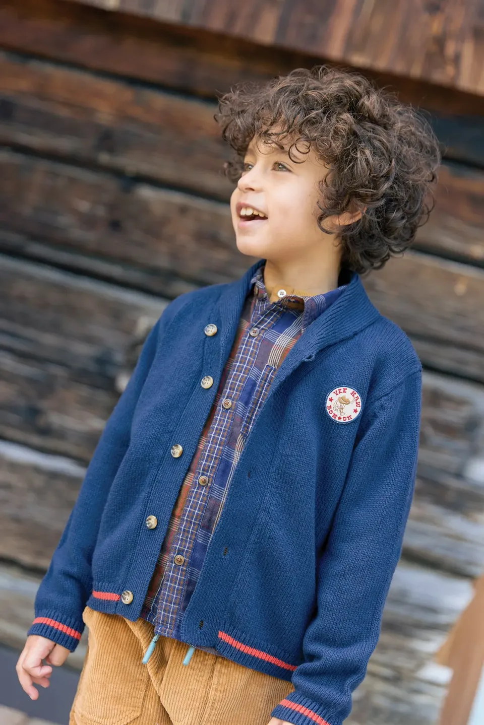 Bonton Hubert cardigan blå rib dreng