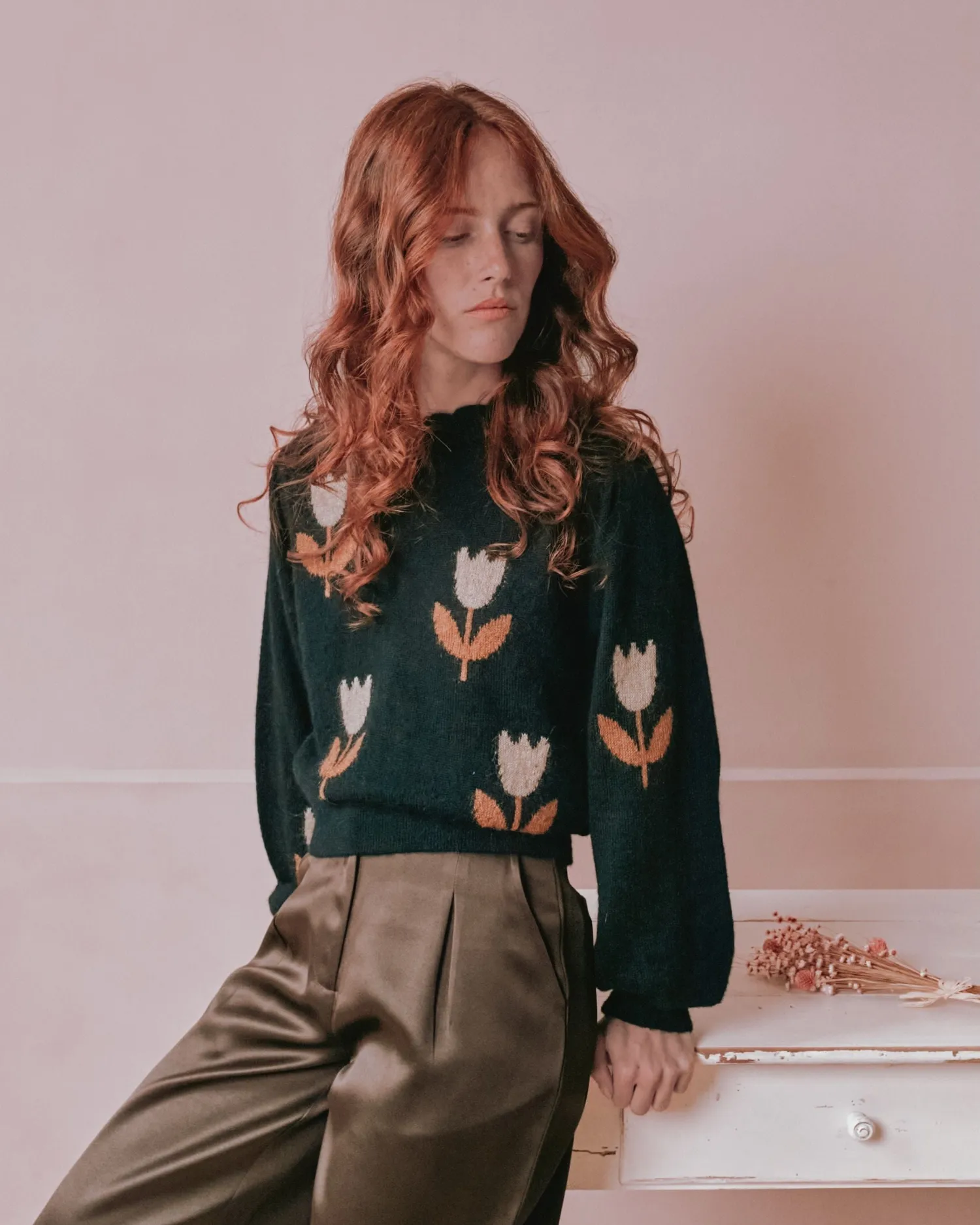 Emile et Ida Eva pullover sort tulipan mohair