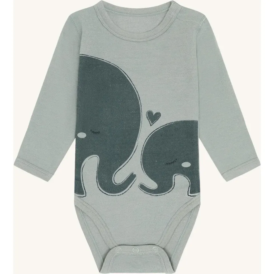 Hust & Claire HCBaloo Elephants body Slate Green uld/bambus