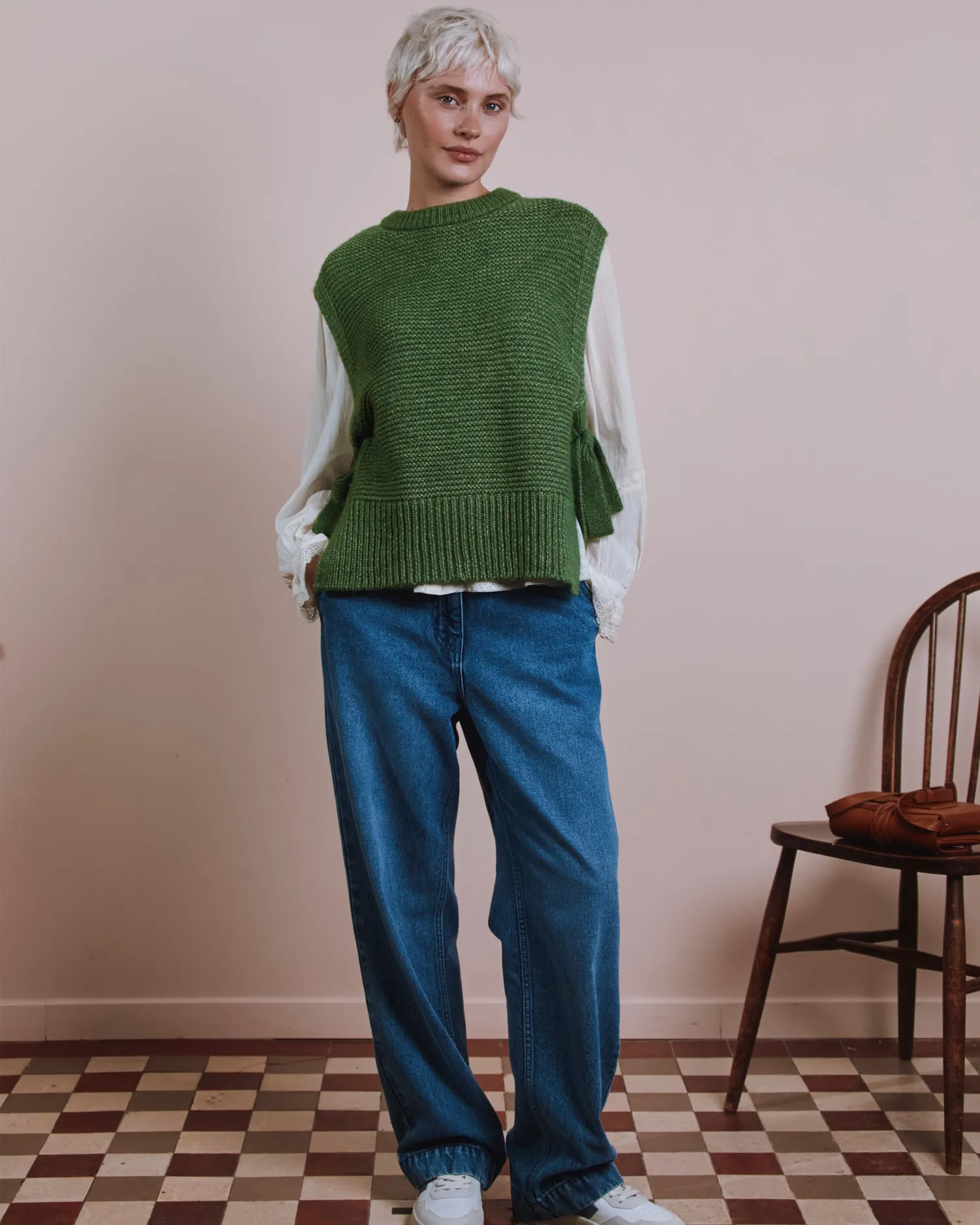 Emile et Ida Elumbia strikvest oliven dame merino