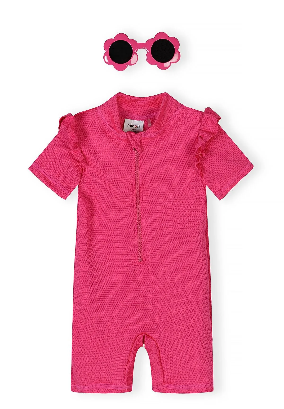 Minoti svømmedragt pink flæse polyester