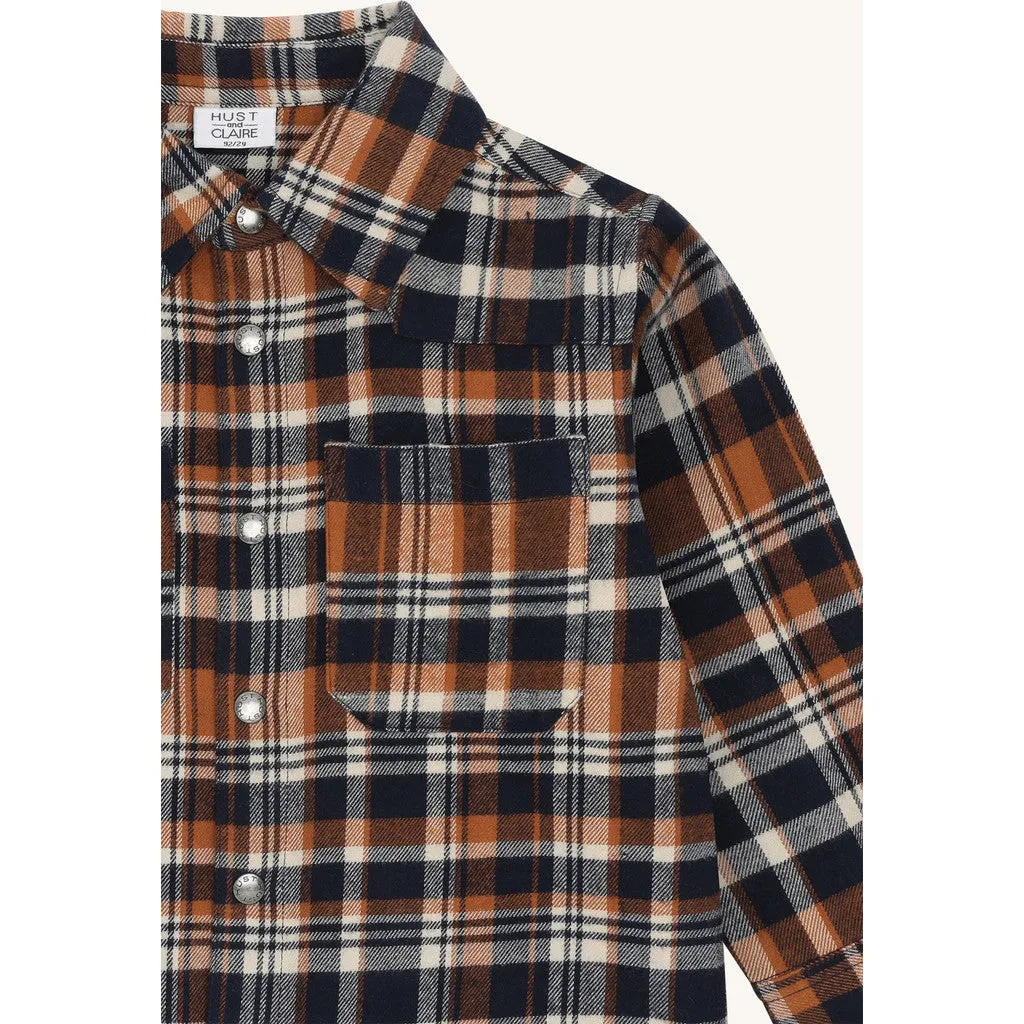 Hust & Claire HCRavn Urban Check skjorte more navy bomuld
