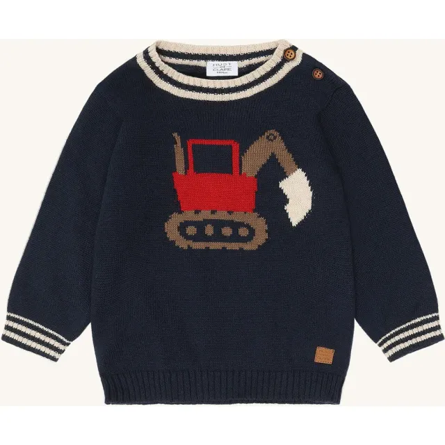 Hust & Claire HCPilou Knit Backhoe striktrøje More Navy bomuld