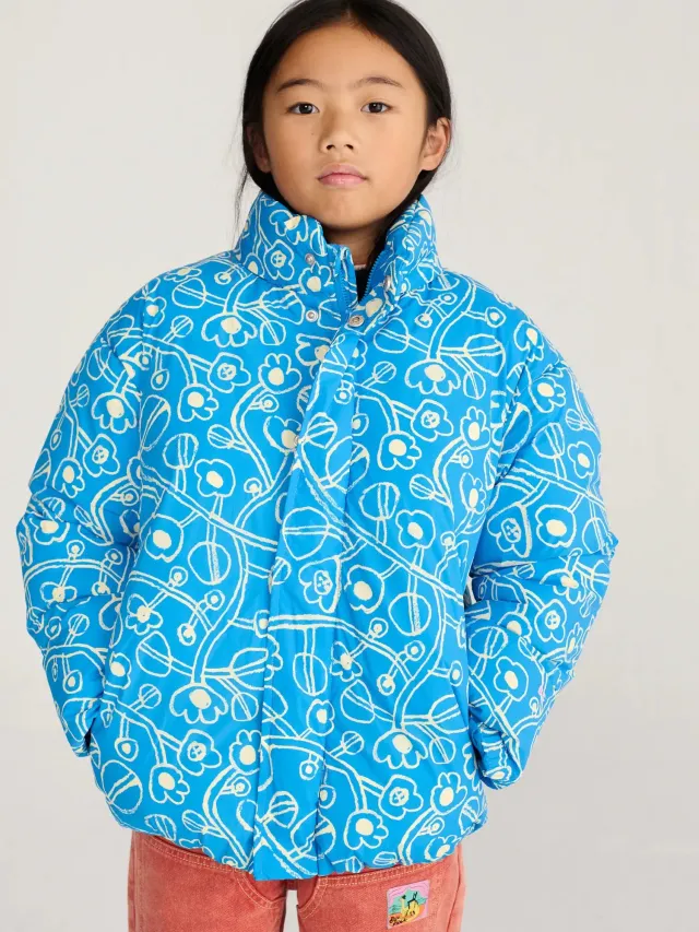 Bobo Choses Sketchy Flowers All Over anorak blå 6-7 år genbrug