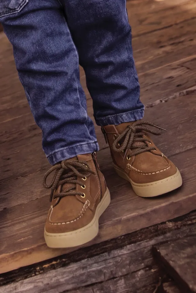 Bonton Basil Zip Boat sneakers brun læder