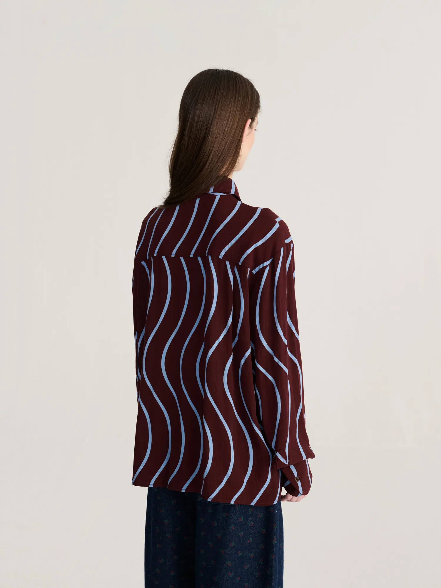 Bobo Choses Psicodelic Stripes skjorte S bordeaux viskose