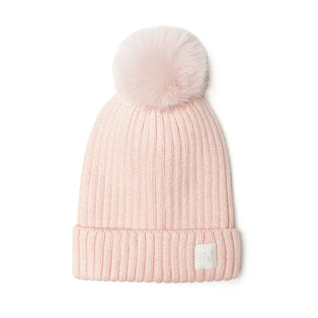 Minoti 41581 hue lyserød 56 rib med pompom