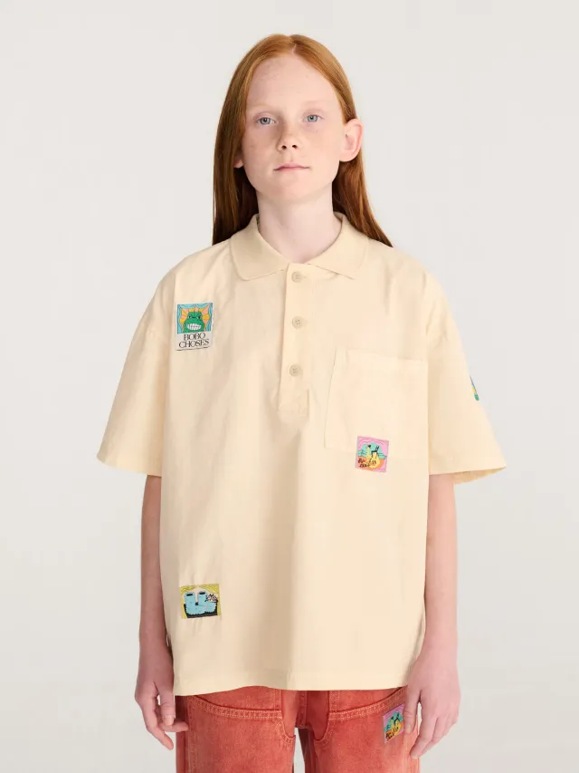 Bobo Choses Bobo Labelled Boxy Skjorte Offwhite Økologisk Bomuld