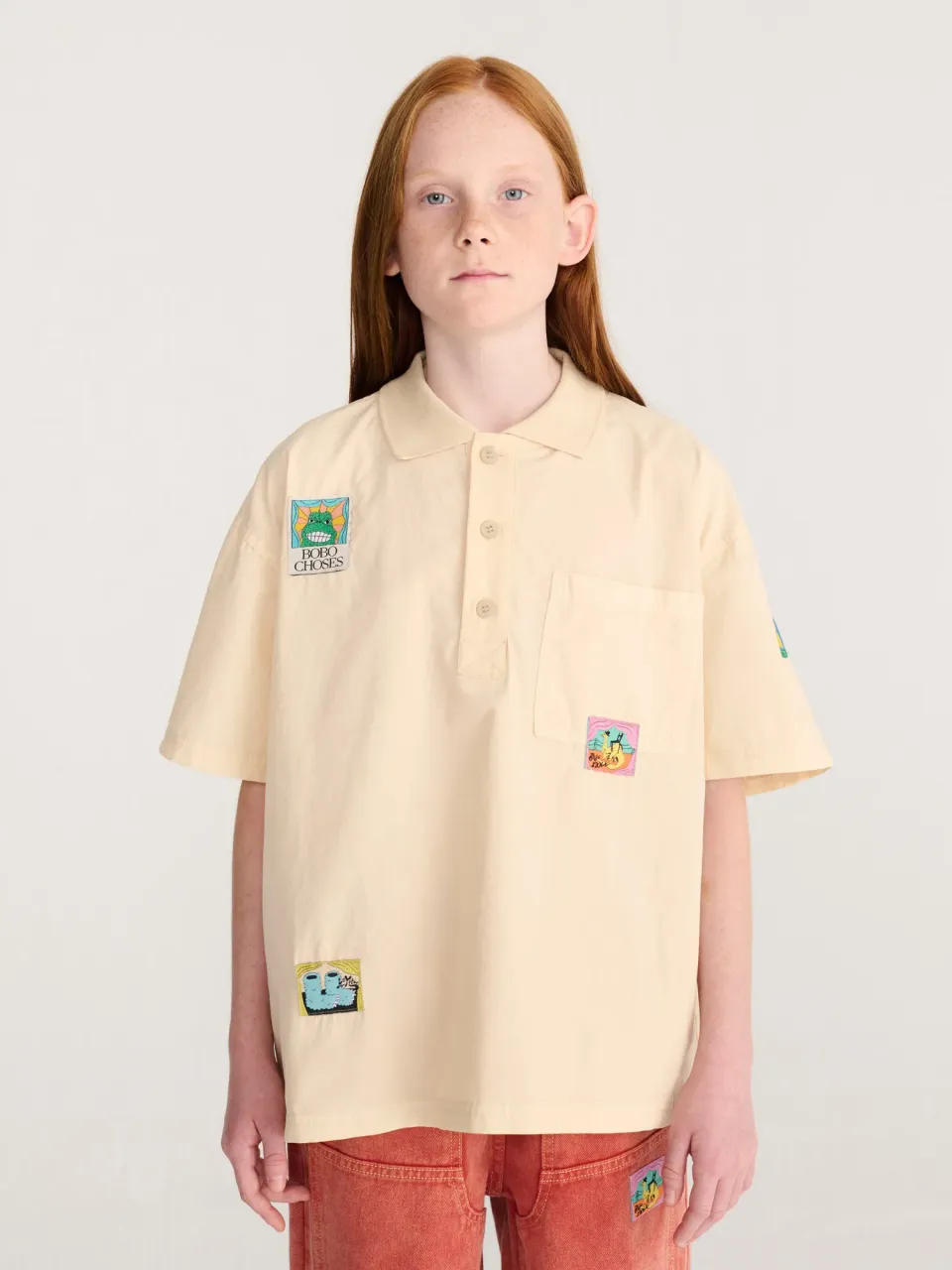 Bobo Choses Bobo Labelled Boxy Skjorte Offwhite Økologisk Bomuld