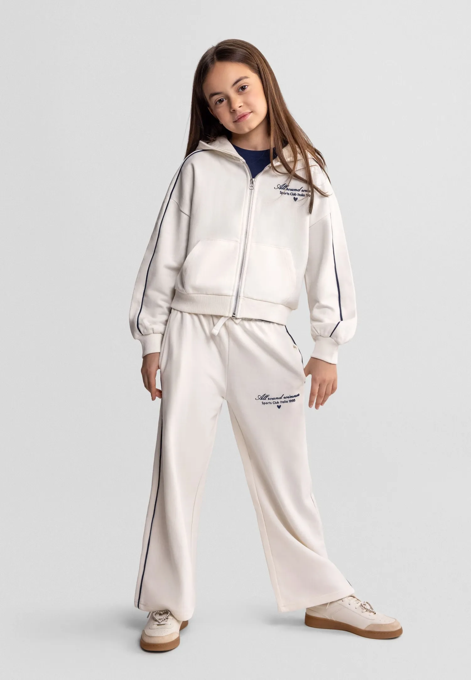 Minoti 44756 joggingsæt beige bomuld piger