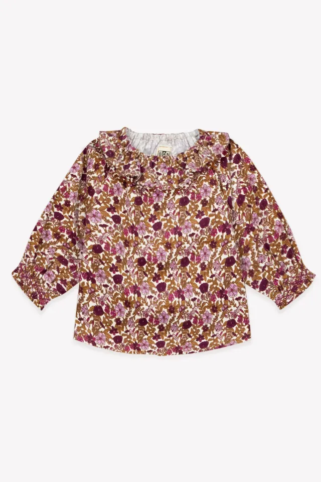 Bonton Solane Flowers Velours bluse blomstret fløjl