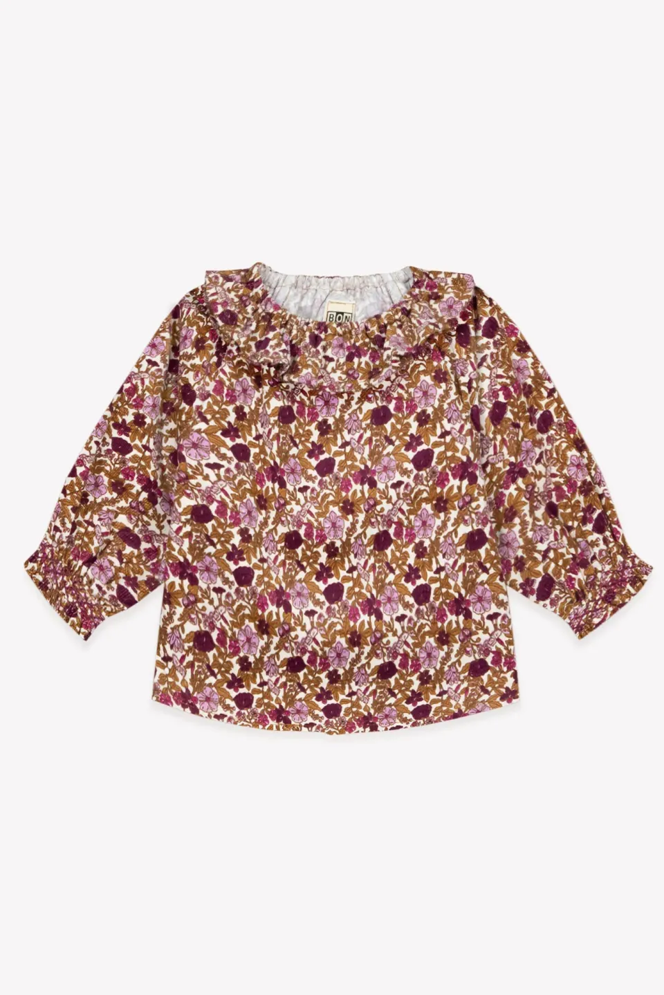 Bonton Solane Flowers Velours bluse blomstret fløjl