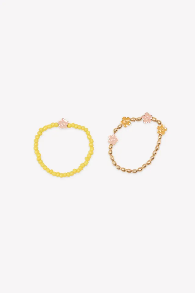 Bonton Jaune Fleurs armbånd 2-pak gul med blomst