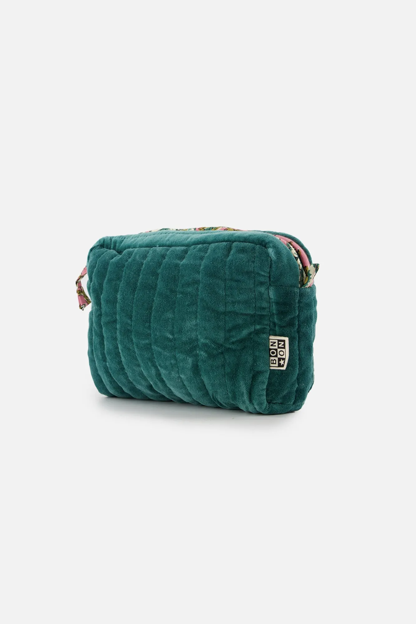 Bonton penalhus fløjl grøn mellem blockprint